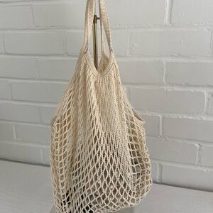 Old Style Small Neutral Cotton Mesh Market/Beach Tote Bag - Cream